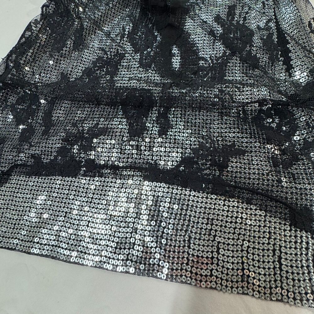 White House Black Market Womens M Black Beaded Sequin Tank Top Dressy - Picture 9 of 11